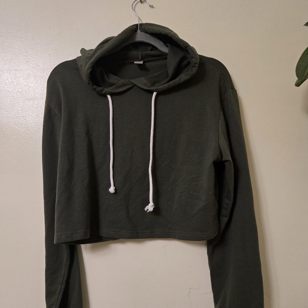 Dark Green Cropped Hoodie